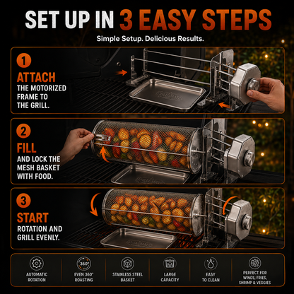 𝐎𝐟𝐟𝐢𝐜𝐢𝐚𝐥 𝐁𝐫𝐚𝐧𝐝 𝐒𝐭𝐨𝐫𝐞🔥3,155 sold in last 24 hours🔥 Automatic Rotating BBQ Grill Rack