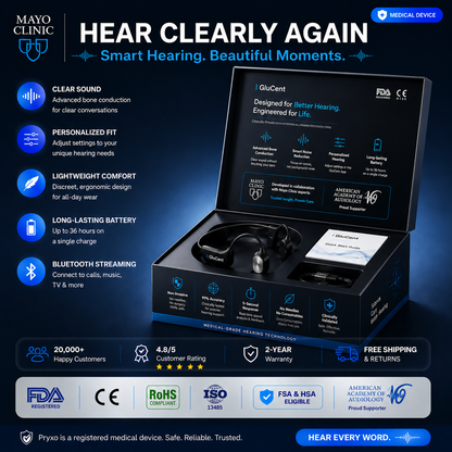 🎁𝐎𝐟𝐟𝐢𝐜𝐢𝐚𝐥 𝐁𝐫𝐚𝐧𝐝 𝐒𝐭𝐨𝐫𝐞✨GluCent®  Bone Conduction Smart Hearing Headphones （Mayo Clinic Recommended）